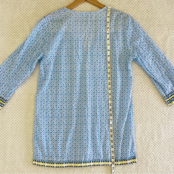 J McLaughlin Tunic Top S Coastal Boho Peasant Blouse Colorful Resort Beachwear - Picture 13 of 16